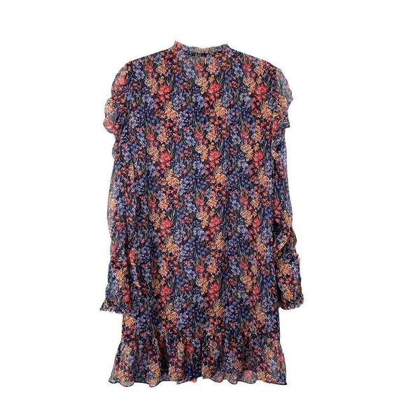 MISA Halima ruffle mini Dress in Augusta Floral Size XS chiffon button up violet - Picture 13 of 15